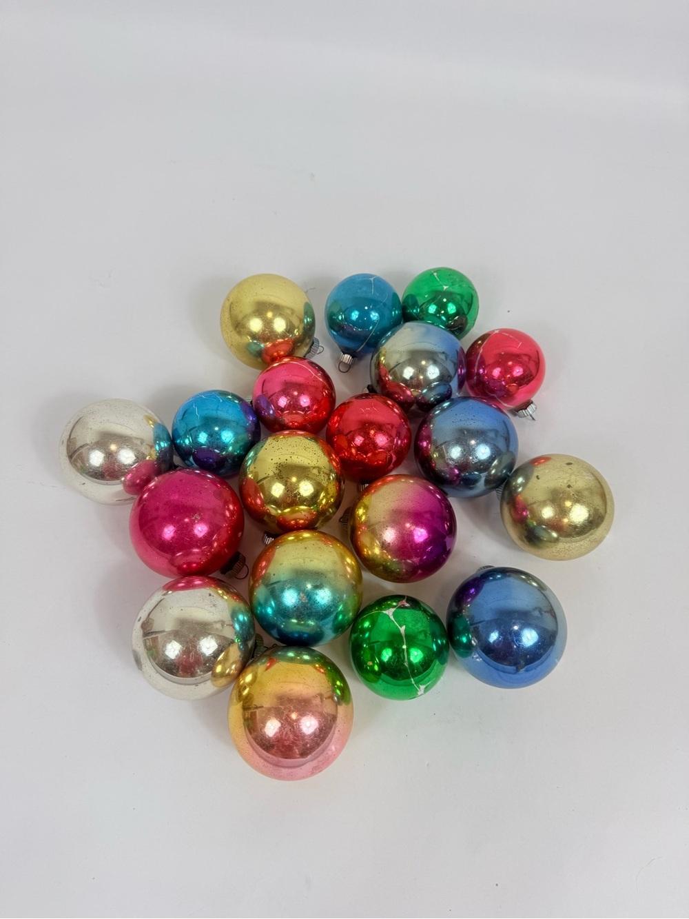 Assorted Multicolor Glass Holiday Ornaments - Pack of Shiny Bright Two Sizes 19